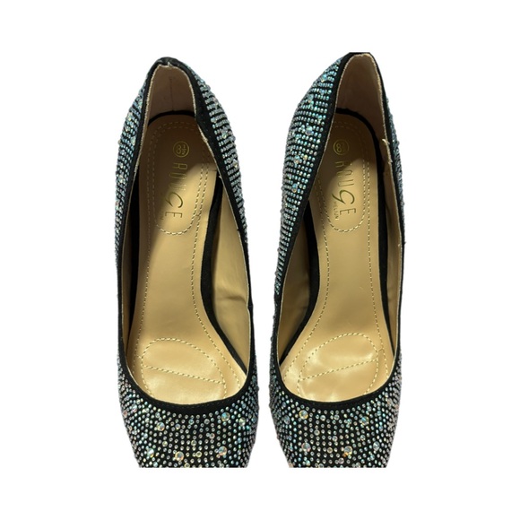 Rouge Helium Black Stiletto Heels with Rhinestones - Picture 4 of 5